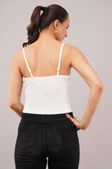 Clobug Women Shoulder Strap Cotton Blend Tank Top