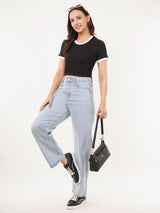 Clobug Women Cotton Blend Round Neck Short Sleeve Crop Top