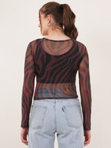 Clobug Women Printed V neck Full Sleeve Crop Top