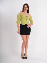 Green Off-Shoulder Casual Top
