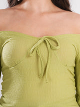 Green Off-Shoulder Casual Top