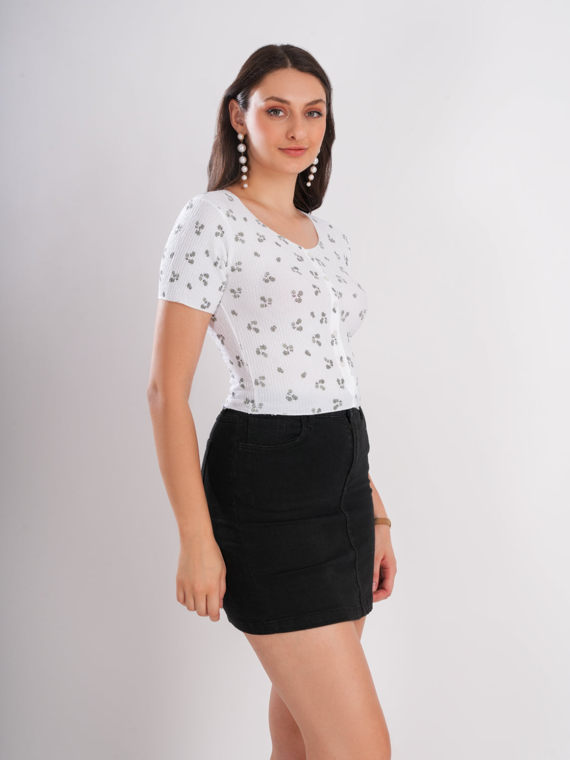 Floral Print White Top