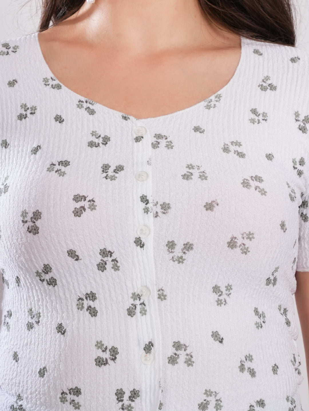 Floral Print White Top