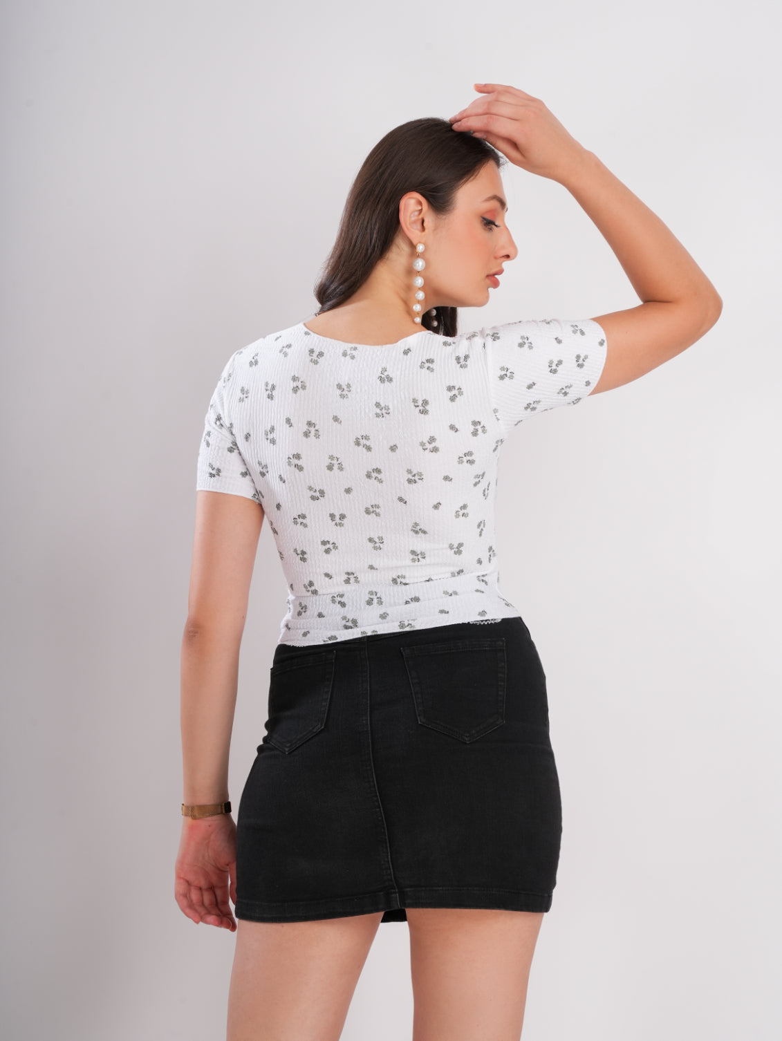 Floral Print White Top