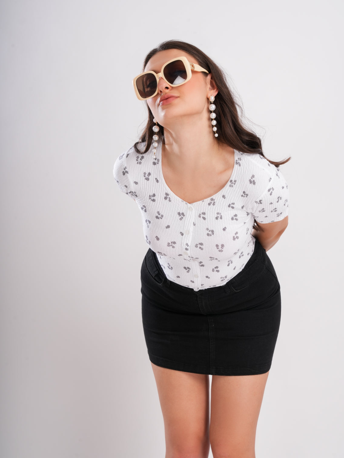 Floral Print White Top