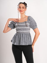 Grey Puff Sleeve Top