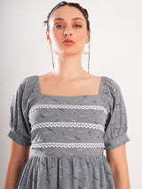 Grey Puff Sleeve Top