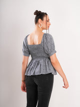 Grey Puff Sleeve Top