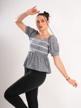 Grey Puff Sleeve Top