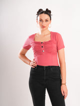 Pink Half Sleeve Top