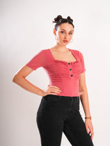 Pink Half Sleeve Top