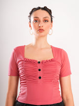 Pink Half Sleeve Top
