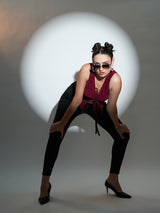 Maroon Sleeveless Knot Top