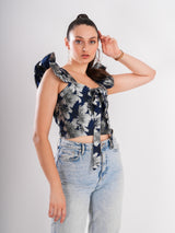 Floral Blue Crop Top