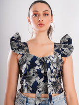 Floral Blue Crop Top