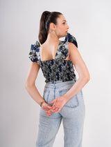 Floral Blue Crop Top