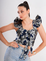 Floral Blue Crop Top