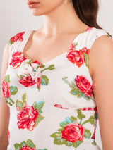 Printed White Sleeveless Top