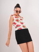 Printed White Sleeveless Top