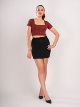 Brown Cute Crop Top
