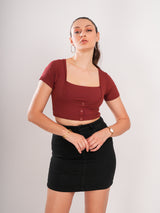 Brown Cute Crop Top