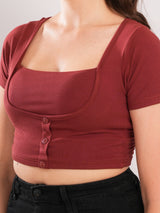 Brown Cute Crop Top