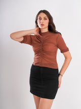 Brown Net Sheer Top