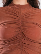 Brown Net Sheer Top