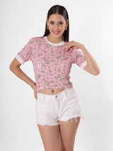 Floral Print Bordered Crop Top