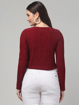 Maroon Full Sleeve Textured Top