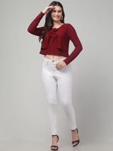 Maroon Full Sleeve Textured Top