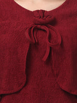 Maroon Full Sleeve Textured Top
