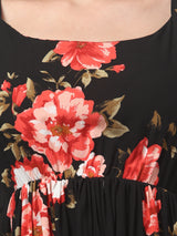 Black Floral Tunic Top