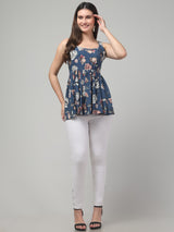Printed Sleeveless Tunic Top