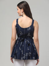 Blue Typography Tunic Top
