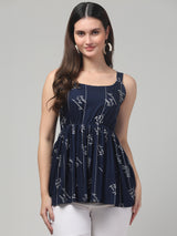 Blue Typography Tunic Top