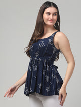 Blue Typography Tunic Top