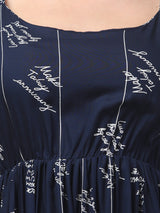 Blue Typography Tunic Top