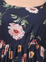 Floral Print Blue Tunic Top