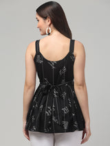 Black Typography Tunic Top