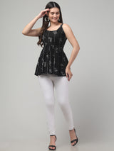 Black Typography Tunic Top
