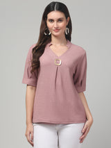 Pink Mandarin collar Top