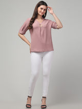 Pink Mandarin collar Top