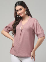 Pink Mandarin collar Top
