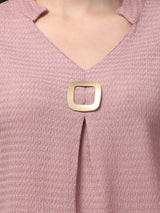 Pink Mandarin collar Top