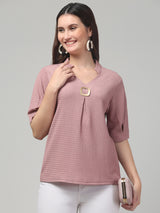 Pink Mandarin collar Top