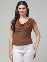 Cowl Neck Brown Top