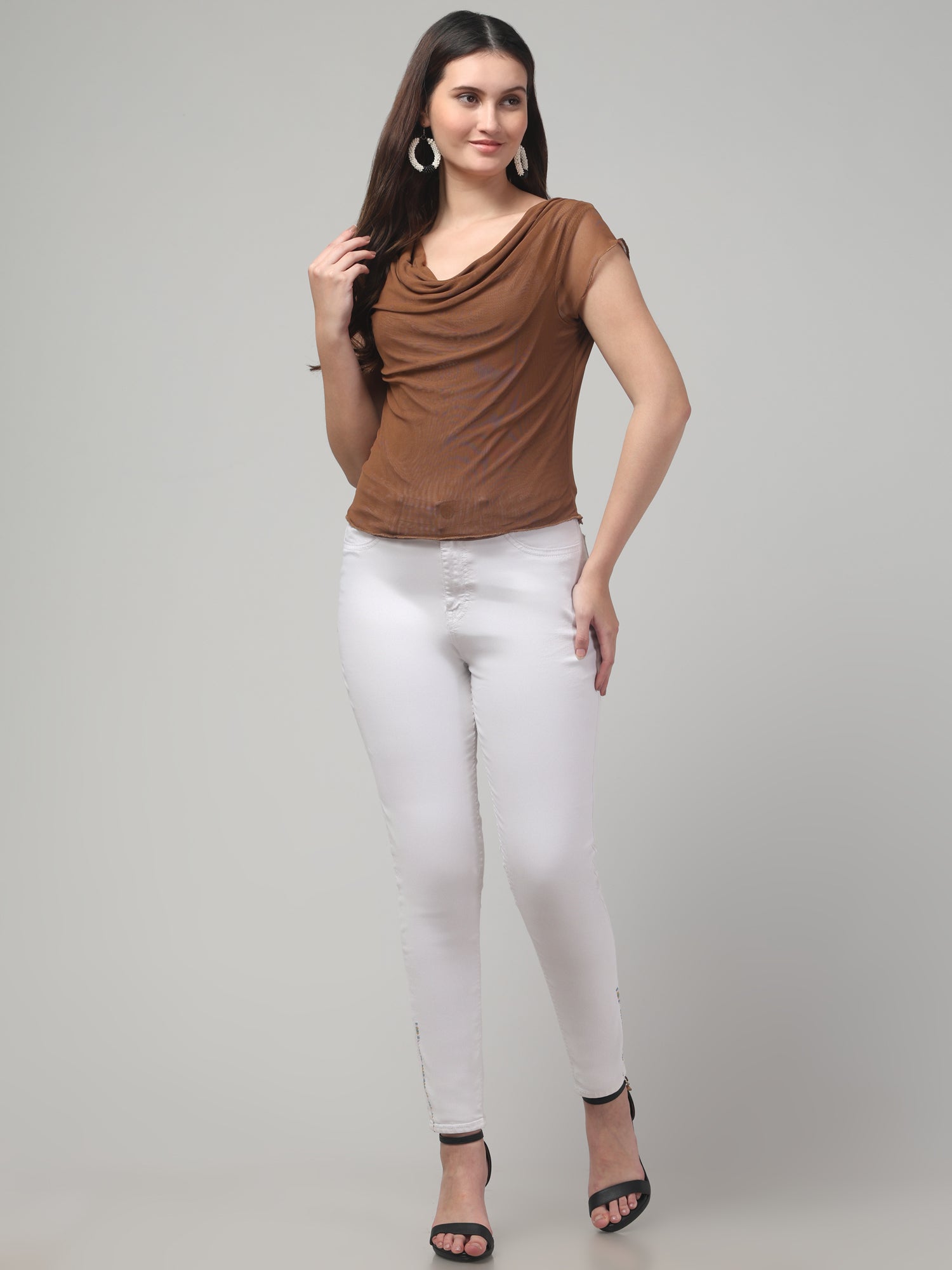 Cowl Neck Brown Top