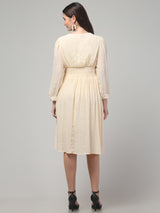 Solid Poet Sleeve Midi Dress