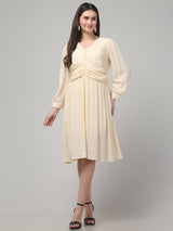 Solid Poet Sleeve Midi Dress
